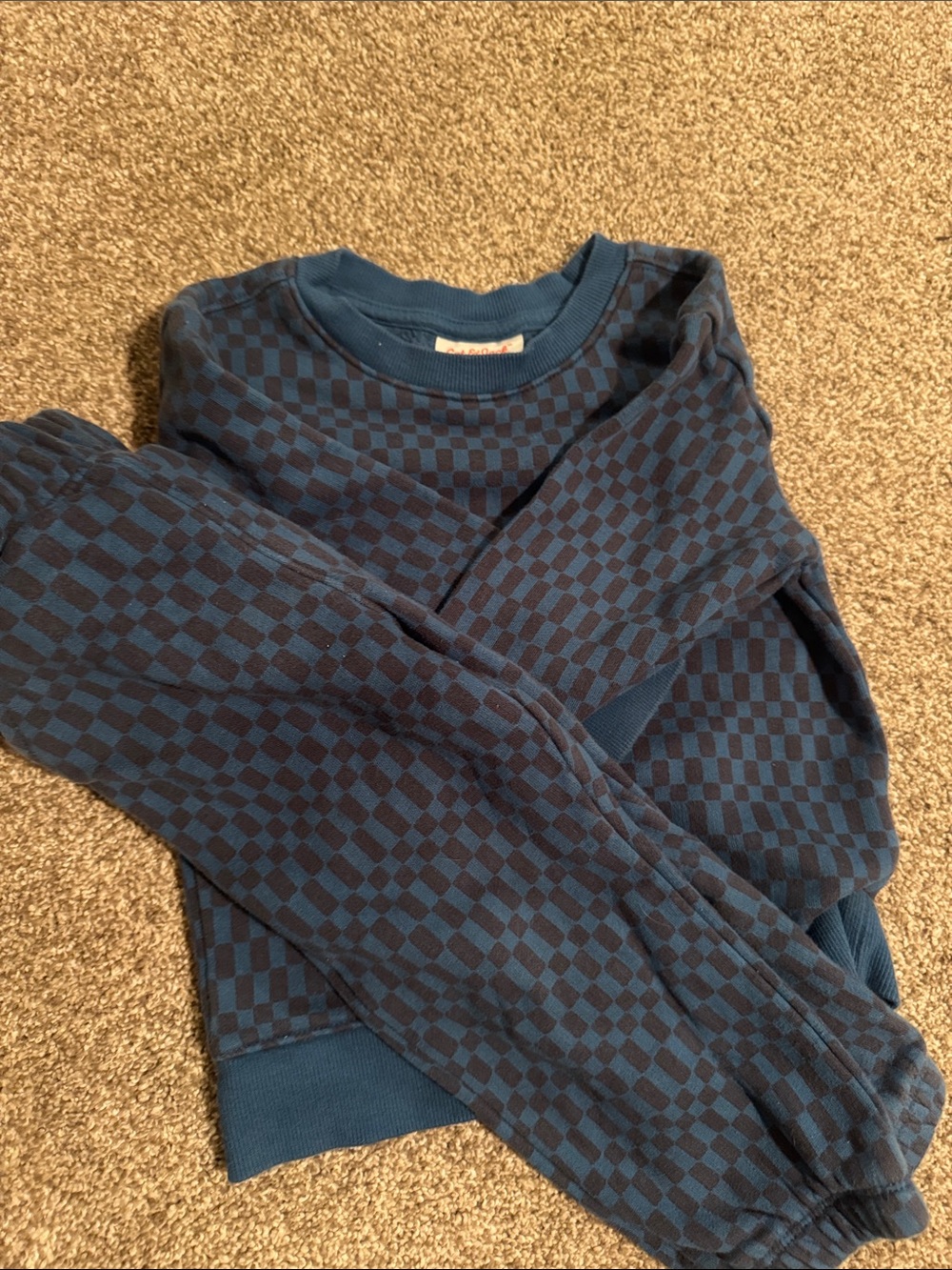 Cat & Jack Navy and Dark Blue Checkered Kids Pajama Set